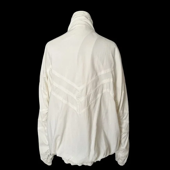 Bally Vtg Full Zip Jacket Windbreaker Womens Sz XL Ivory Soft Cotton Logo Lining - Picture 7 of 14